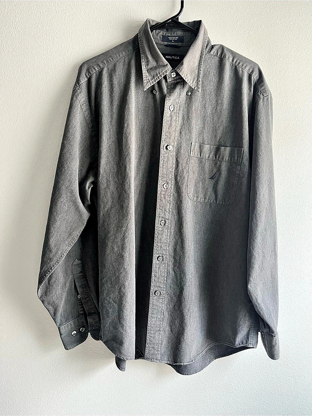 Nautica Men's Cotton Button Down Shirt Gray Large Like New